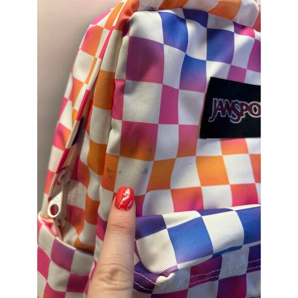 JanSport‎ Rainbow Checkered Backpack / Bookbag (16 inch) - Picture 2 of 7